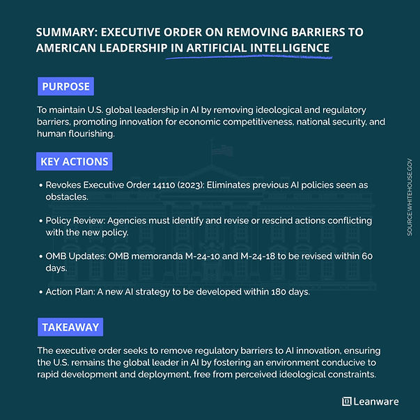 Summary Executive Order on Removing Barriers to American Leadership in Artificial Intelligence